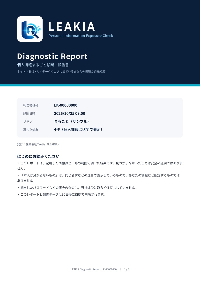 PDF報告書の見本：表紙
